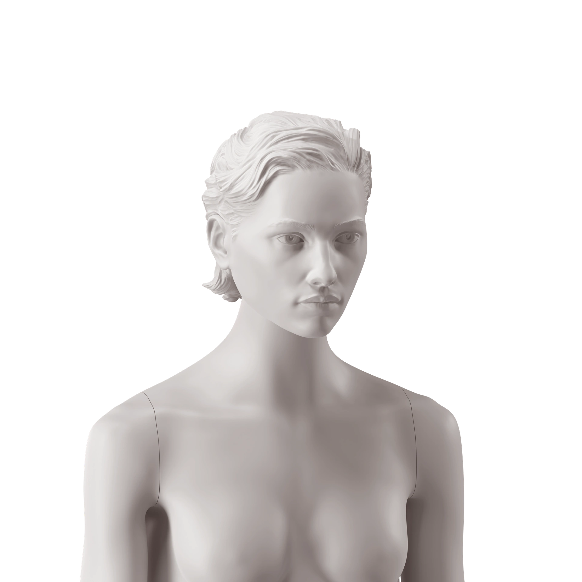 BINK - Cabeza de género neutro con cabello estilizado, color gris claro