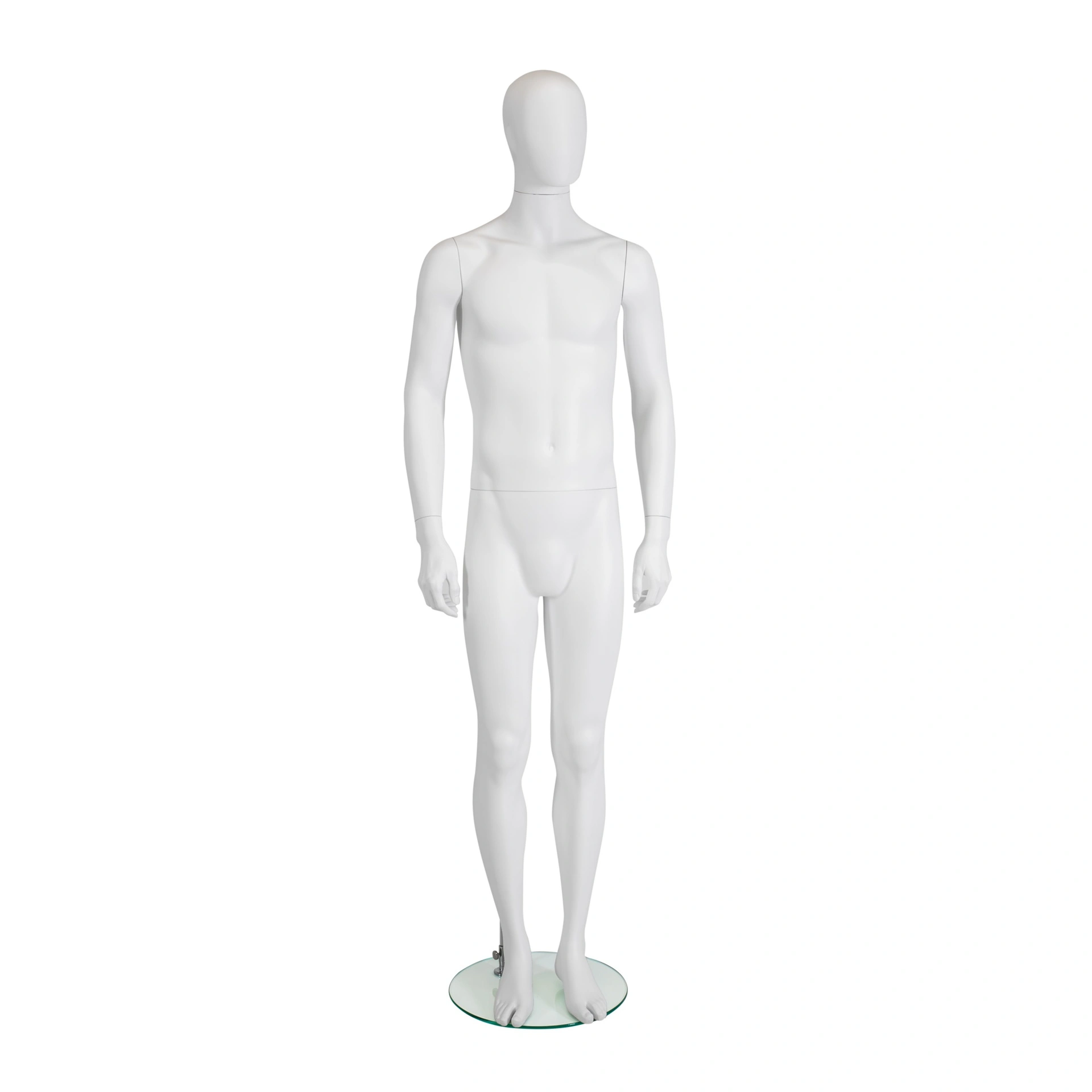 BINK - Weiße Herren-Schaufensterpuppe, Kunststoff, Glasfußplatte und Wadenstift