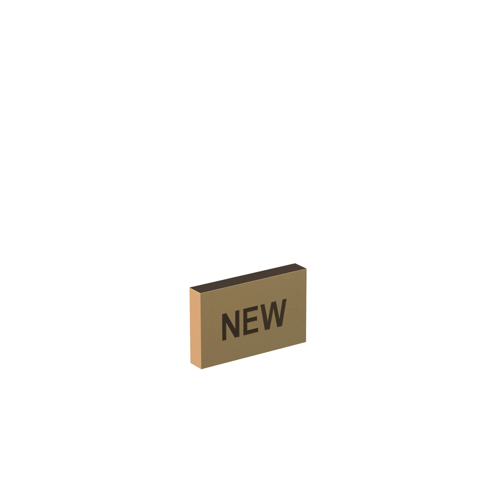 BINK - Presentatieblokje "NEW", in goudkleurig geborsteld staal